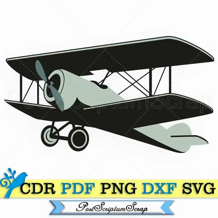 Biplane vintage svg clipart transport PostScriptum Scrap