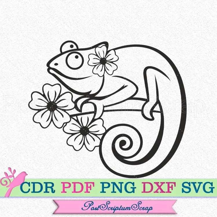 Chameleon svg tropical clipart PostScriptum Scrap