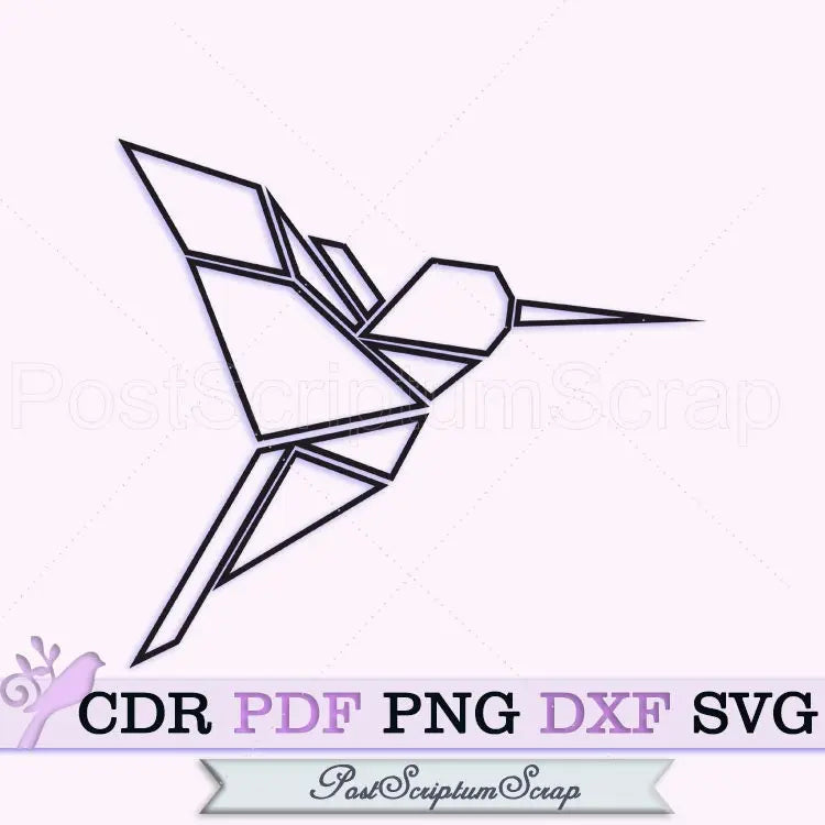 Origami humming svg bird silhouette clipart tropical fly colibri PostScriptum Scrap