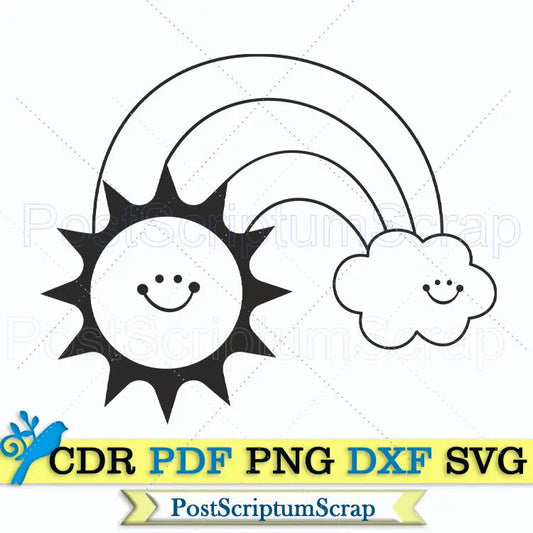 Rainbow baby svg sun kawaii clipart cloud baby shower children PostScriptum Scrap