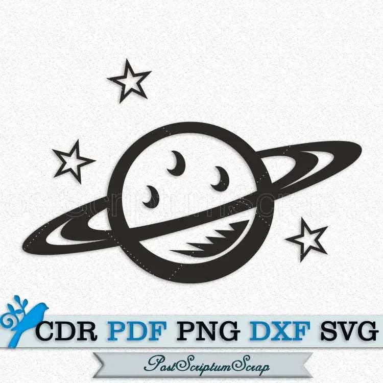 Saturn planet svg space galaxy stars cutting solar system PostScriptum Scrap