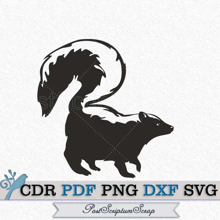 Skunk svg woodland clipart silhouette forest camping PostScriptum Scrap