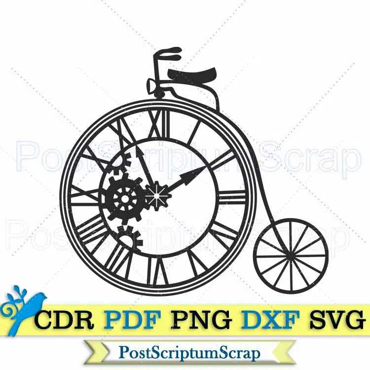 Steampunk clock svg Vintage Bike png clipart vector PostScriptum Scrap