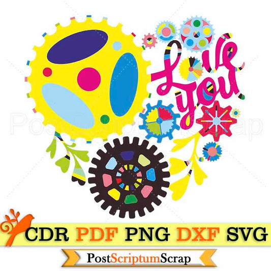 I LOVE YOU svg heart steampunk