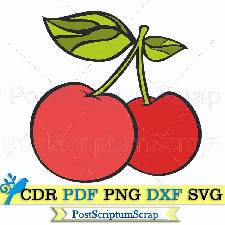 Cherry SVG Clipart | Cute Fruit Vector for Cricut, Sublimation & Summer Crafts