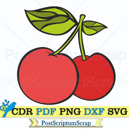 Strawberry SVG Clipart, Cherry SVG, Cute Fruit Vector for Cricut