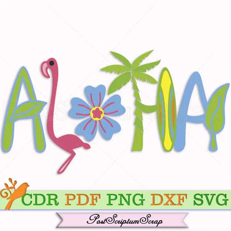 Aloha svg beach summer flower palm tree ocean tropical PostScriptum Scrap