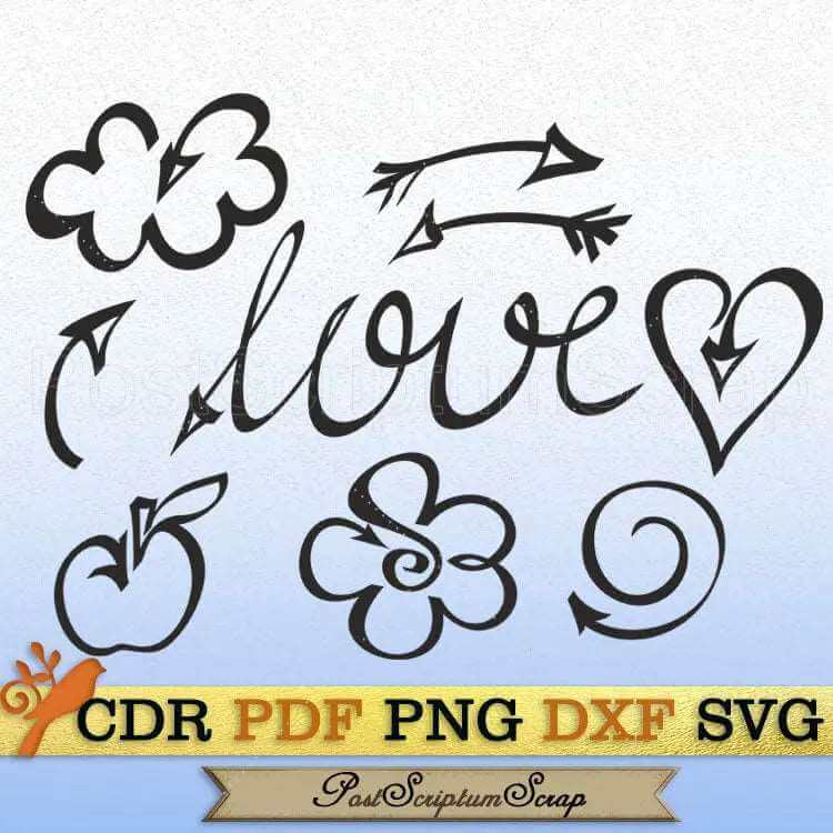 Arrows svg cricut dxf love clipart png silhouette doodle PostScriptum Scrap