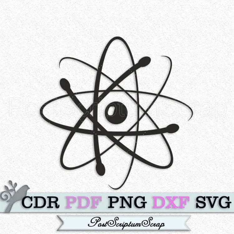 Atom svg science clipart physics vector teacher symbol back to school PostScriptum Scrap