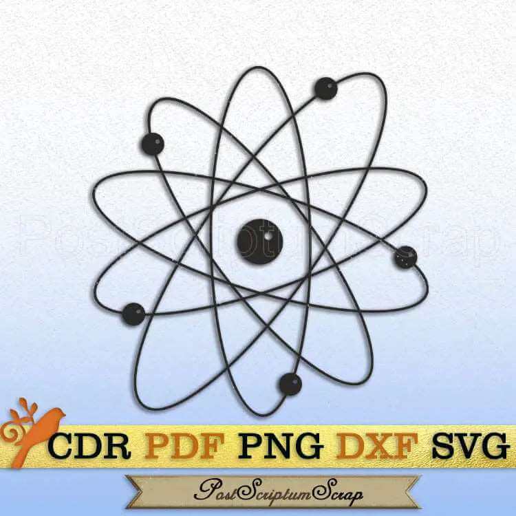 Atom svg symbol science physics teacher back to school vector clipart classroom vector for silhouette PostScriptum Scrap