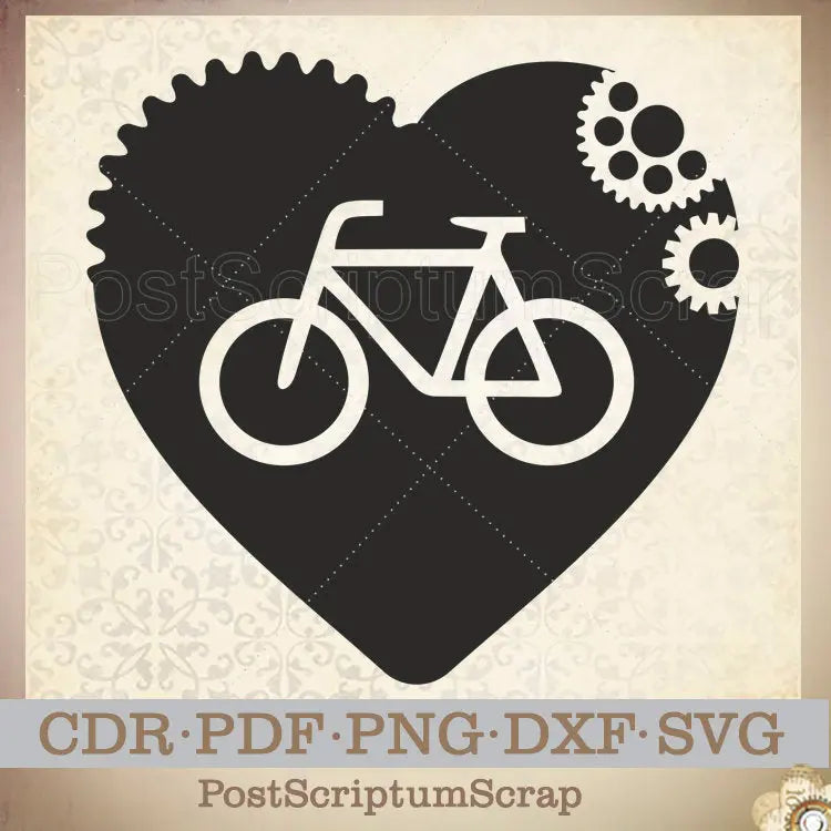 BIKE love svg heart clipart PostScriptum Scrap