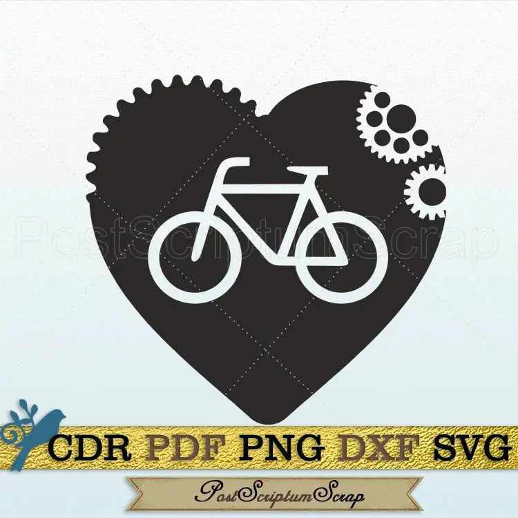 BIKE love svg heart clipart PostScriptum Scrap