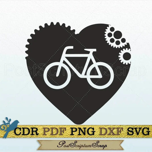 BIKE love svg heart clipart PostScriptum Scrap