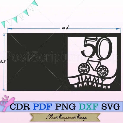 Bike 50 birthday svg card Personalized birthday PostScriptum Scrap