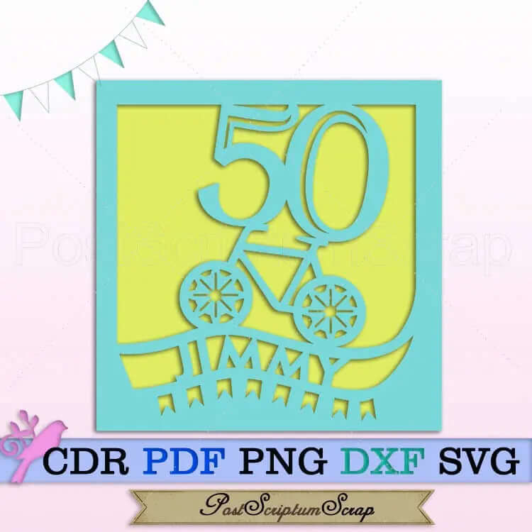 Bike 50 birthday svg card Personalized birthday PostScriptum Scrap