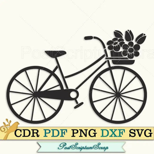 Bike girl svg bicycle travel flowers woman shirt summer clip art print PostScriptum Scrap