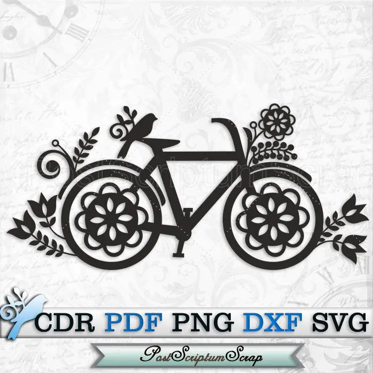 Bike girl svg clipart summer flowers PostScriptum Scrap