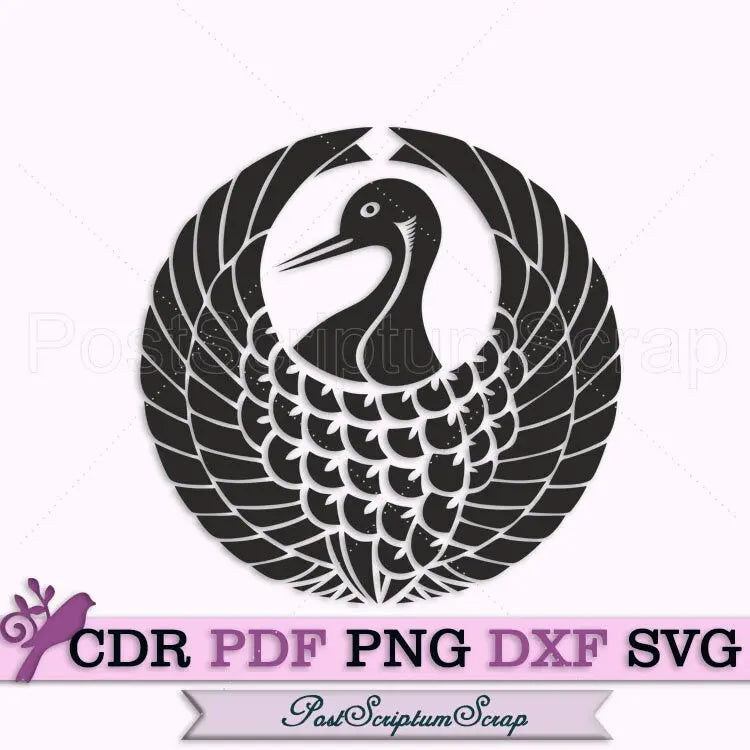 Bird clipart crane oriental svg japan digital print asian animals silhouette PostScriptum Scrap