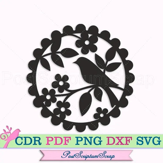 Bird frame svg clipart botanical floral doodle cut boho design png summer PostScriptum Scrap