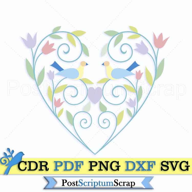 Bird svg Heart clipart spring botanical cute decoration