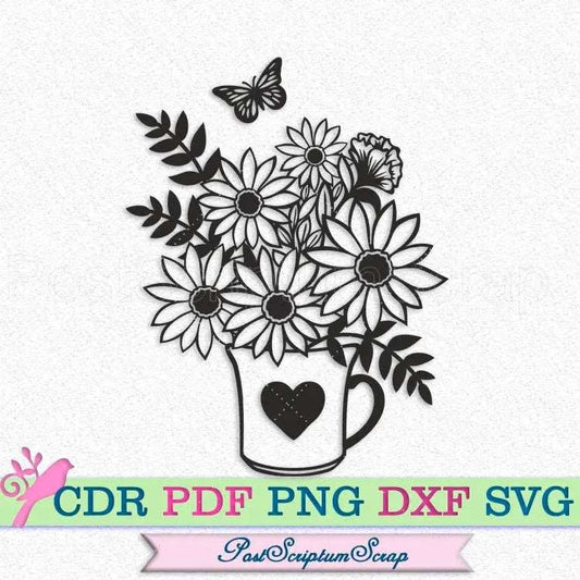 Bouquet svg garden png botanical country clipart spring daisy PostScriptum Scrap