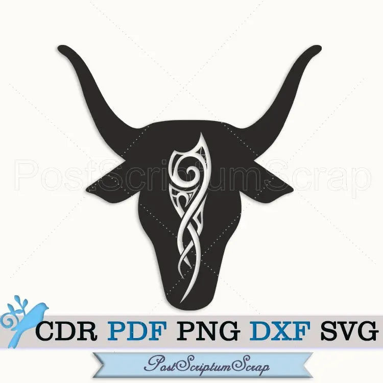 Bull tattoo svg farm clipart silhouette rodeo files for cricut vector head animal PostScriptum Scrap