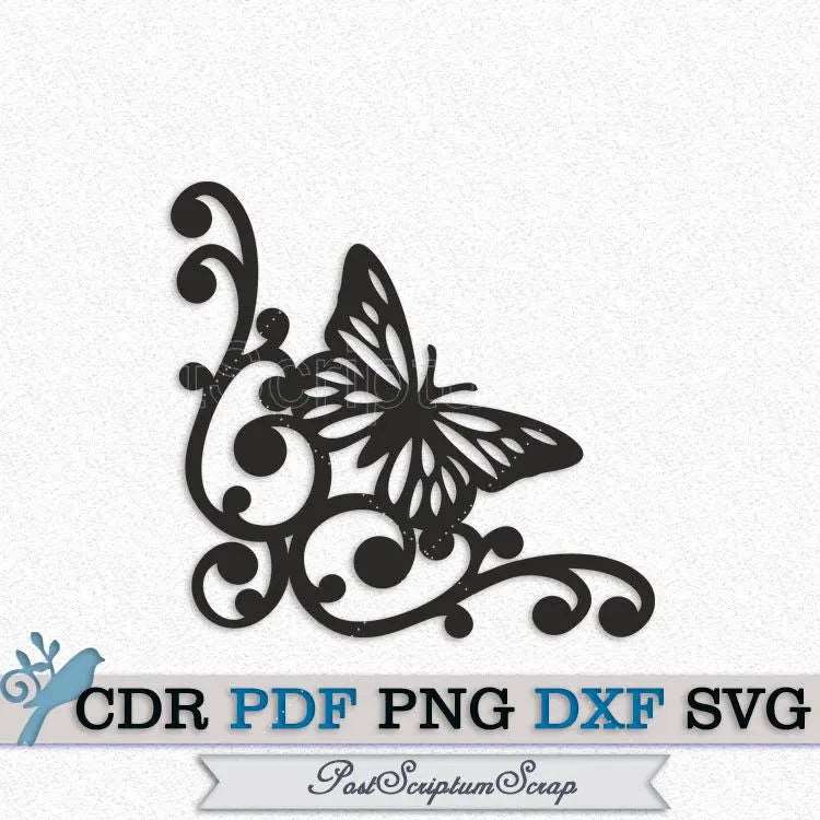 Butterfly corner svg files for cricut border png vector PostScriptum Scrap