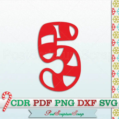 Candy cane numbers svg advent calendar christmas PostScriptum Scrap