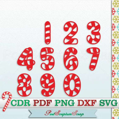 Candy cane numbers svg advent calendar christmas PostScriptum Scrap