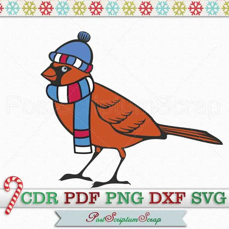 Cardinal SVG christmas cute bird PostScriptum Scrap