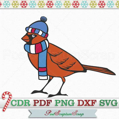 Cardinal SVG christmas cute bird PostScriptum Scrap