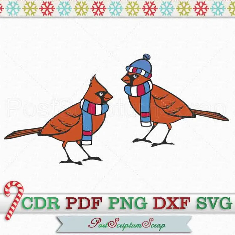 Cardinal SVG christmas cute bird PostScriptum Scrap