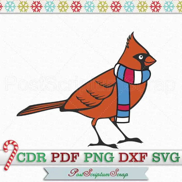 Cardinal SVG christmas cute bird PostScriptum Scrap