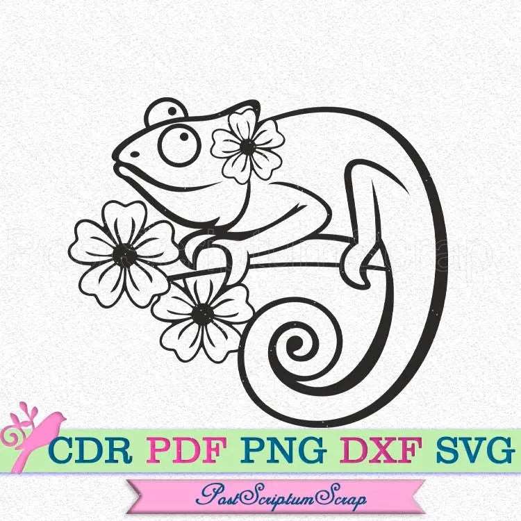 Chameleon svg tropical clipart PostScriptum Scrap