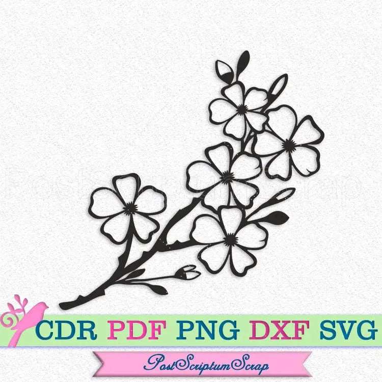 Cherry blossom svg floral sakura fruit silhouette designs spring flower garden plant clipart PostScriptum Scrap