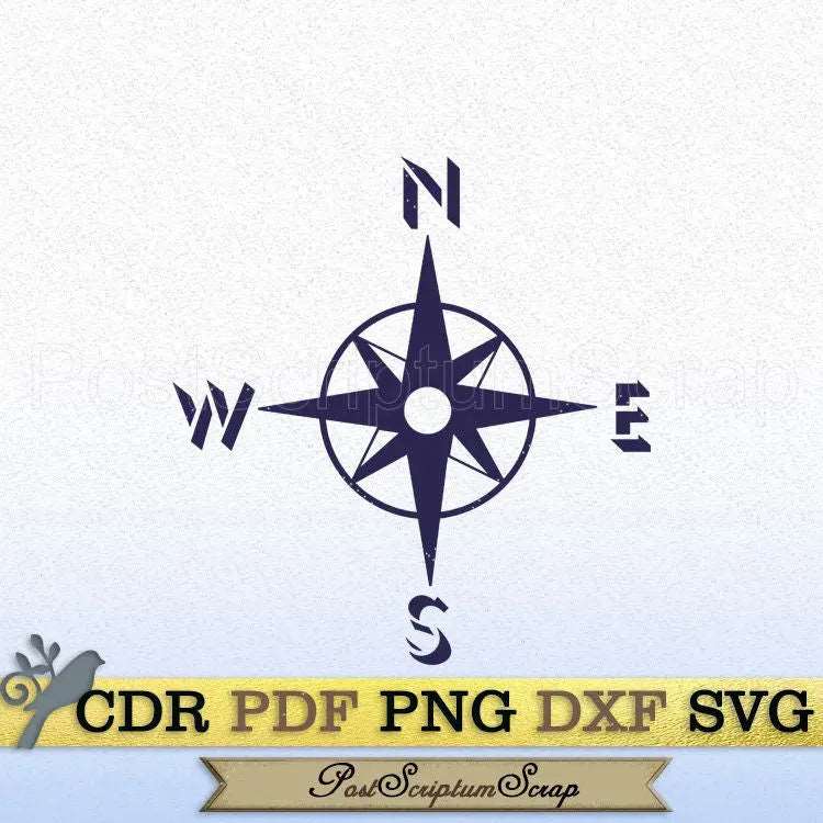 Compass rose svg camping vector travel printable dxf PostScriptum Scrap