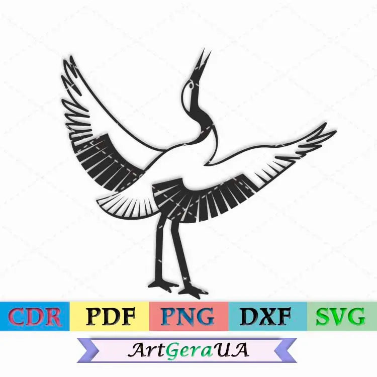 Crane svg japan bird oriental digital clipart print asian animals silhouette PostScriptum Scrap