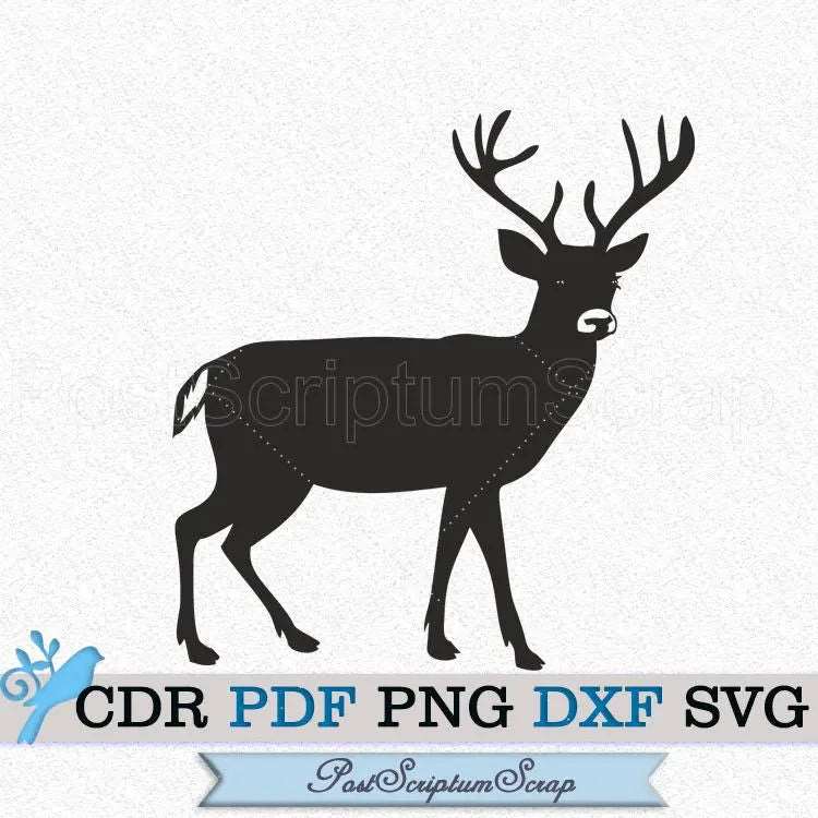 Deer svg silhouette head print animal woodland forest nature cut PostScriptum Scrap