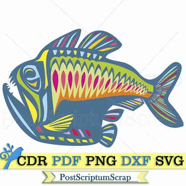 Fish print svg ocean dxf cricut fishing clipart png vector PostScriptum Scrap