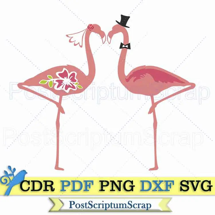 Flamingo svg cut wedding party pink clipart bride PostScriptum Scrap