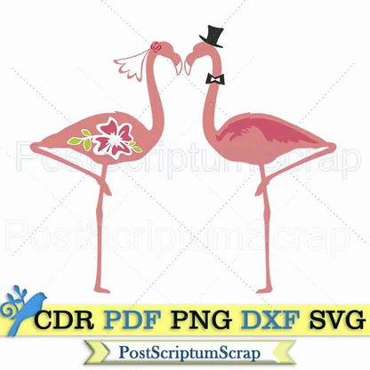 Flamingo svg cut wedding party pink clipart bride PostScriptum Scrap