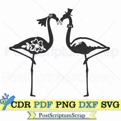 Flamingo svg cut wedding party pink clipart bride PostScriptum Scrap