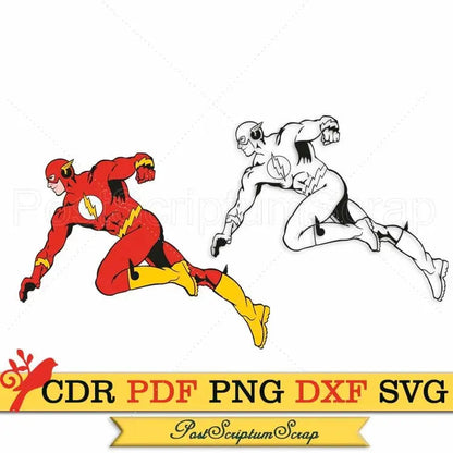 Flash Superhero svg cricut vintage vector clipart comic book PostScriptum Scrap