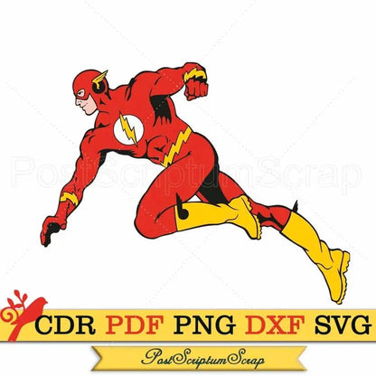 Flash Superhero svg cricut vintage vector clipart comic book PostScriptum Scrap