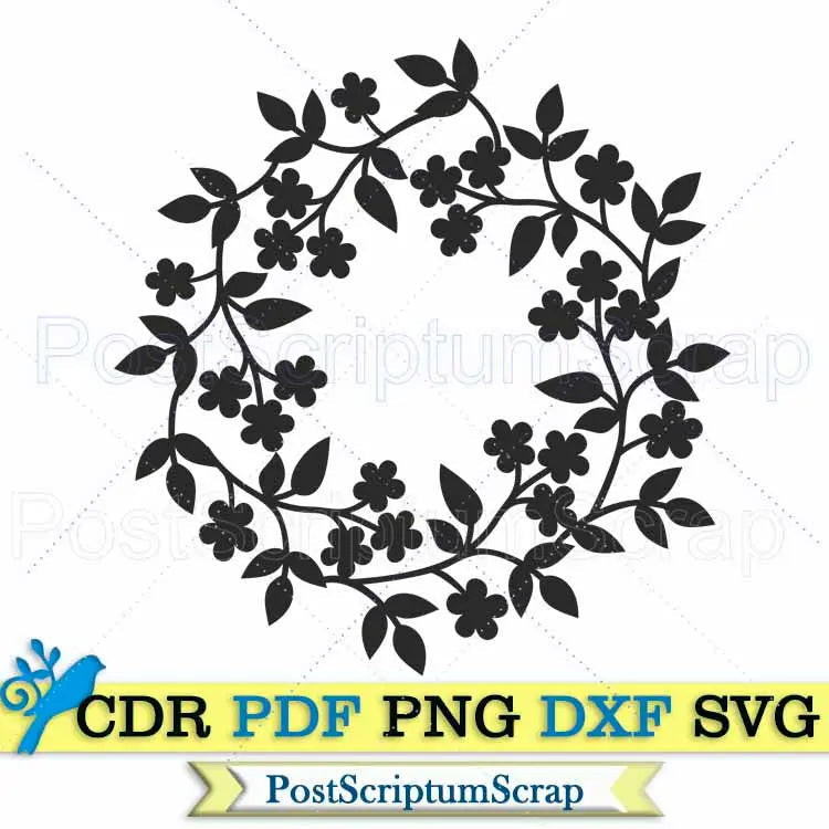 Floral wreath svg botanical png clipart frame PostScriptum Scrap