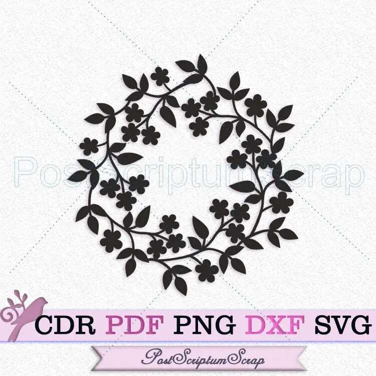 Floral wreath svg botanical png clipart frame PostScriptum Scrap