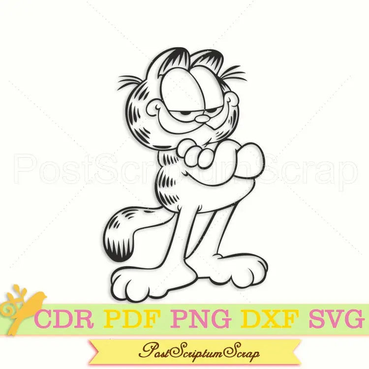 Garfield svg Cat cute for cricut clipart kids cartoon silhouette animal png PostScriptum Scrap