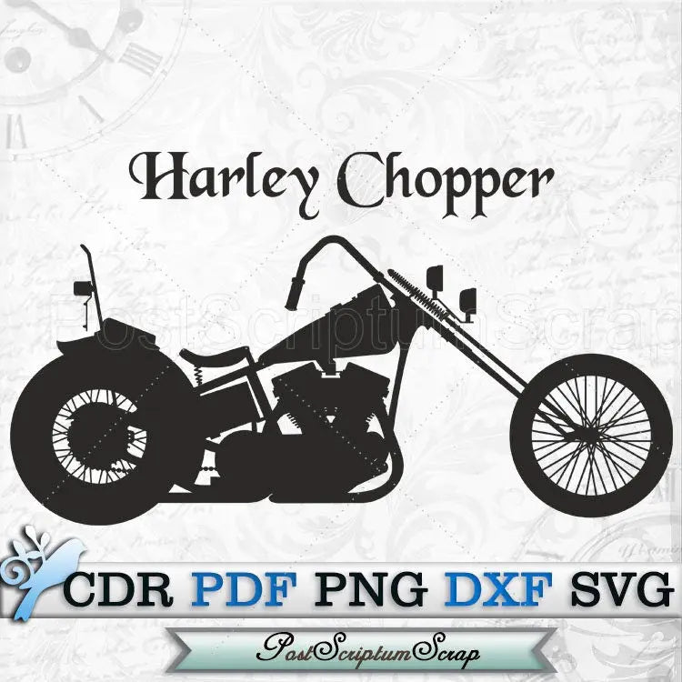 Harley Chopper SVG motorcycle print biker silhouette cricut PostScriptum Scrap