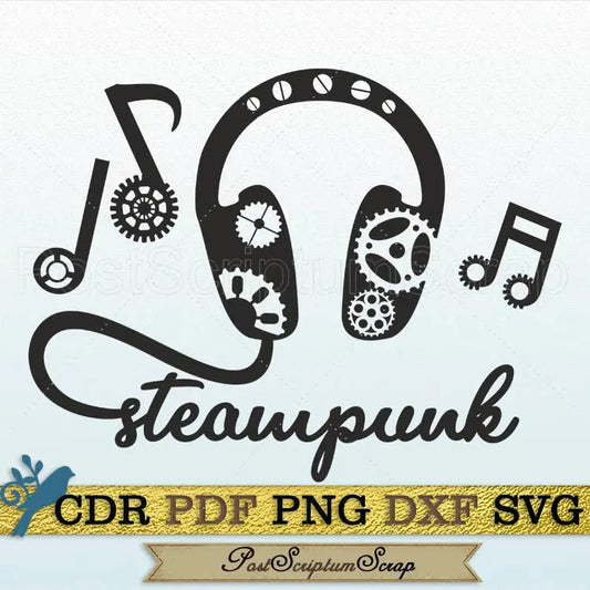 Headphones svg steampunk print music png PostScriptum Scrap