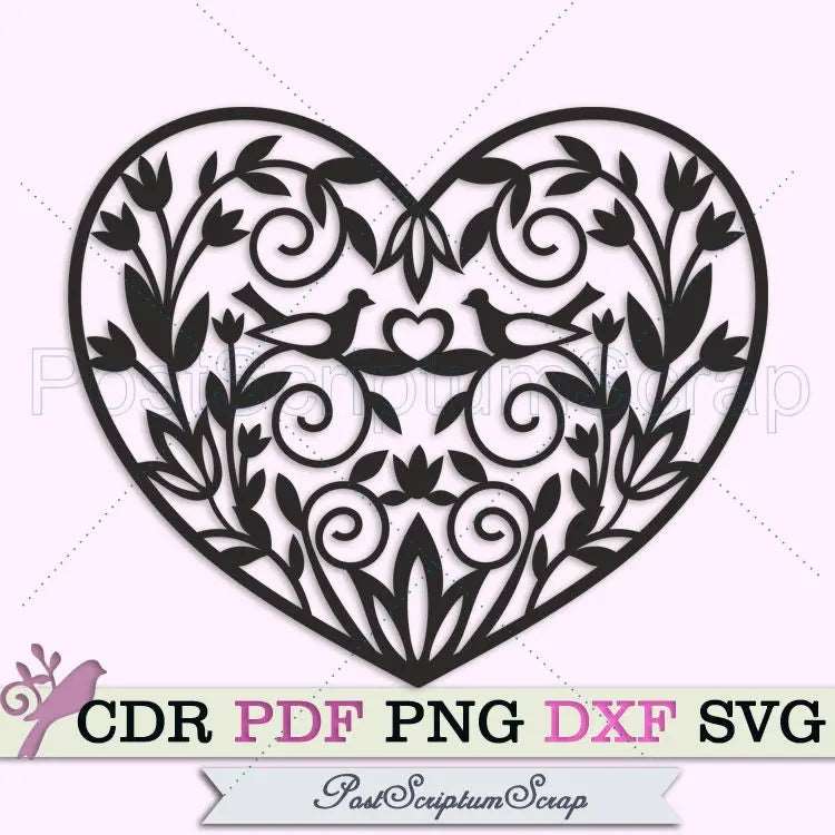 Heart bird svg clipart love vector cricut png flowers PostScriptum Scrap